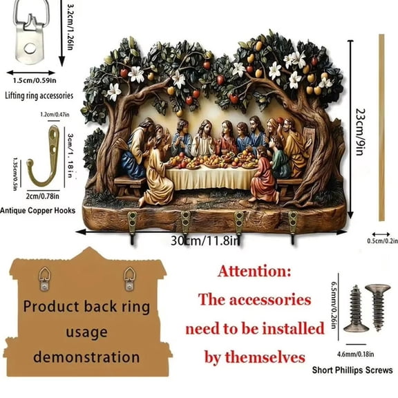 1pcs Scene of Jesus The Last Supper 2D Flat Wooden Pendant Figurine Christian Home Decorat Meaningful Religious Decor Best Gifts