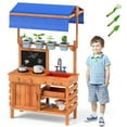 thumbnail image 1 of Gymax Mud Kitchen Wooden Pretend Play Kitchen w/ Height Adjustable Canopy, 1 of 10