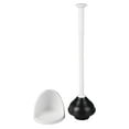 thumbnail image 3 of mDesign Plastic Freestanding Hideaway Toilet Bowl Plunger with Holder, White, 3 of 6