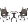 thumbnail image 2 of Costway 3 PCS Outdoor Bistro Dining Furniture Set with 1.57" Umbrella Hole Rippled, 2 of 10