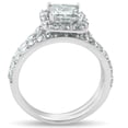 thumbnail image 3 of Pompeii 2 1/2 Ct Halo Princess Cut Diamond Engagement Wedding Ring Set 14k White Gold, 3 of 4