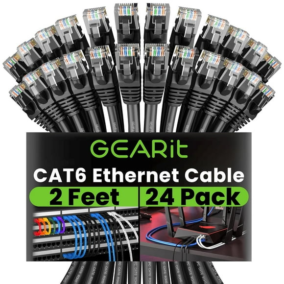 UTAH-Cat 6 Ethernet Cable 2 ft (24-Pack) - Cat6 Patch Cable, Cat 6 Patch Cable, Cat6 Cable, Cat 6 Cable, Cat6 Ethernet Cable, Network Cable, Internet Cable - Black 2 Feet