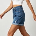 thumbnail image 4 of Asgosdo Women Jean Shorts High Waisted Straight Ripped Folded Hem Trendy Denim Shorts with Pockets, 4 of 7