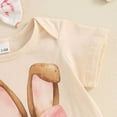 thumbnail image 5 of Baby Girl Easter 3 Piece Set Short Sleeve Romper Shorts Headband Letter Print Khaki 3 Months-6 Months, 5 of 6