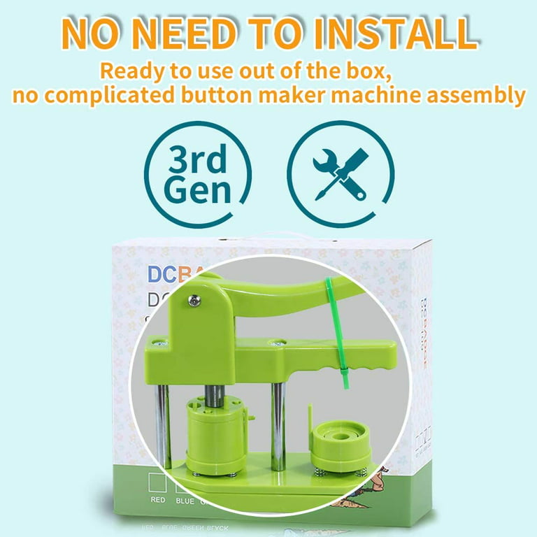  Happizza Button Maker Machine 58mm - (3rd Gen)  Installation-Free 58mm(2.25in) DIY Pin Badge Button Maker Press Machine  Badge Punch Press with Free 100pcs Button Parts&Pictures&Circle  Cutter&Magic Book