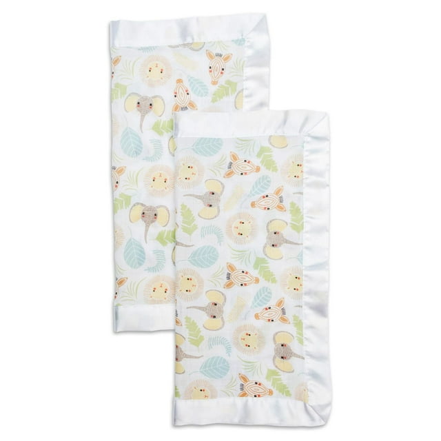 Lulujo - Baby Security Blanket Lovie Cotton Muslin with Satin Trim
