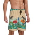 thumbnail image 2 of Bixox Men's Colorful Plants And Insects printed lightweight casual shorts, soft sleep shorts with pockets., 2 of 7