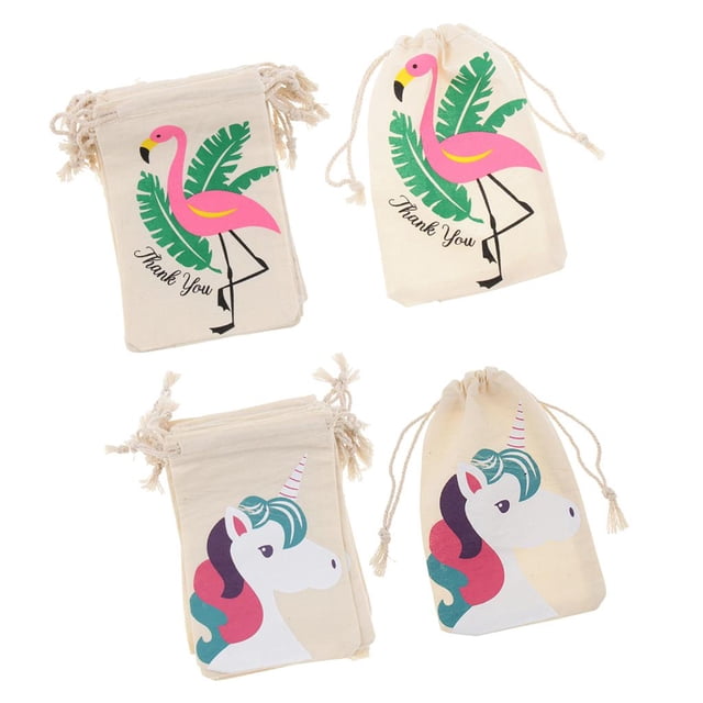 Conjunto De 20 Piezas De Flamingo Gracias Bolsas De Cordón De Bolsa De Joyería De Yotijar bolsa de joyería de lino de algodón