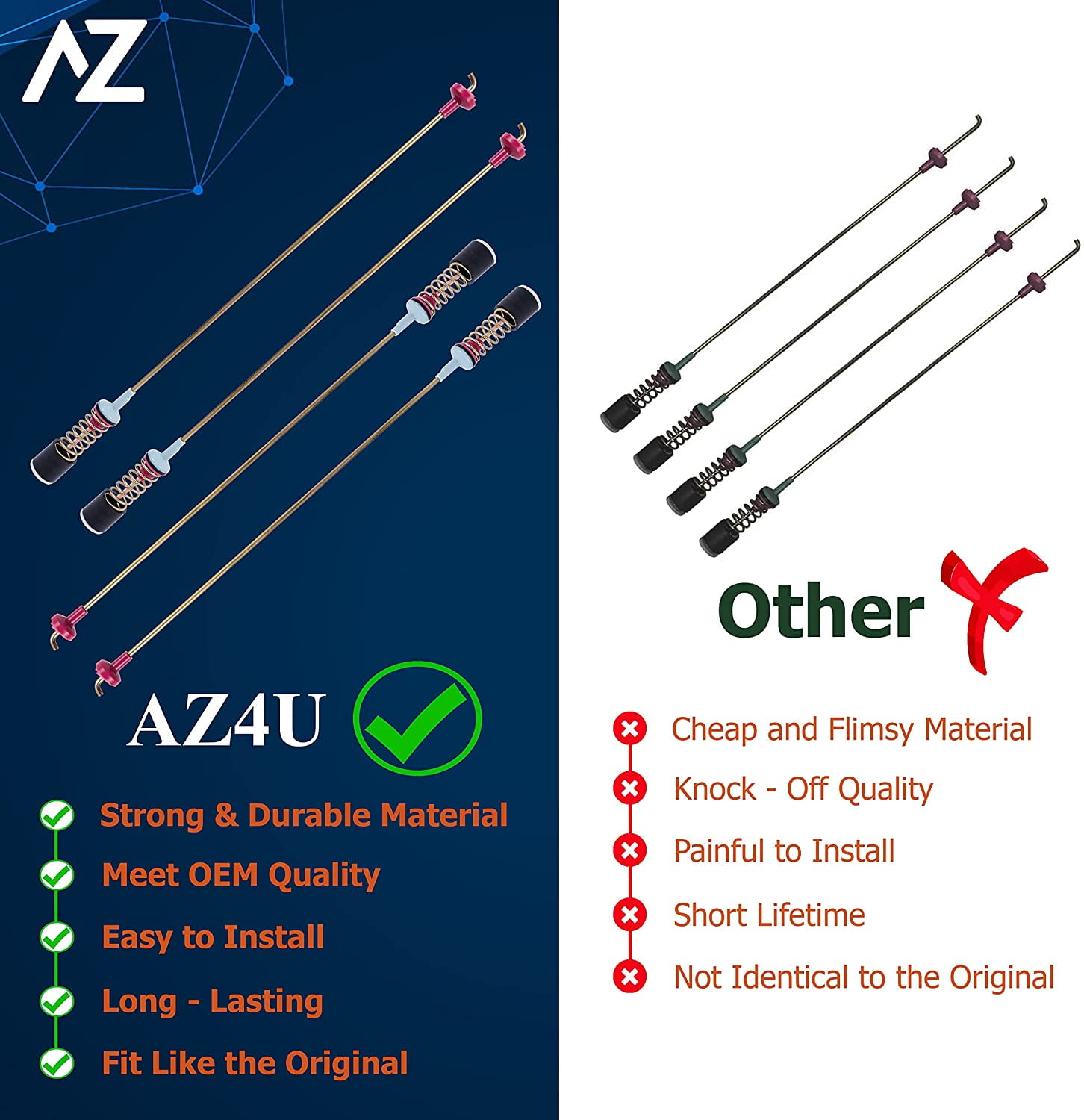 4 Washer Suspension Rod Replaces For Samsung WA45N3050AW A4 WA45T3200AW WA45T3400AV WA456DRHDSU AA