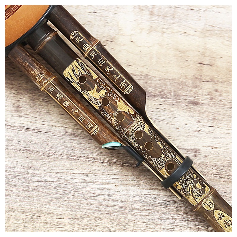 Gourd Flute Made of Bamboo, Chinese Hulusi Gourd Flute, National Wind Instrument in B-flat key Traditional Hulusi Flute Professional Flute Instrument for Music Lovers Beginners