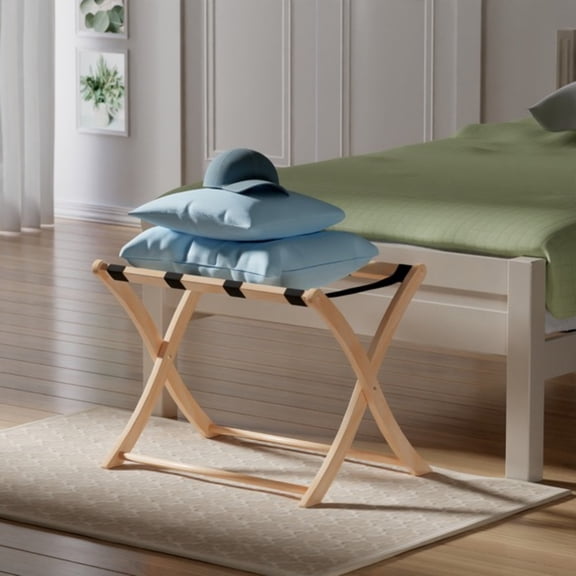 Contemporary Home Living Folding Luggage Rack with Curved Legs - 26.5" - Brown