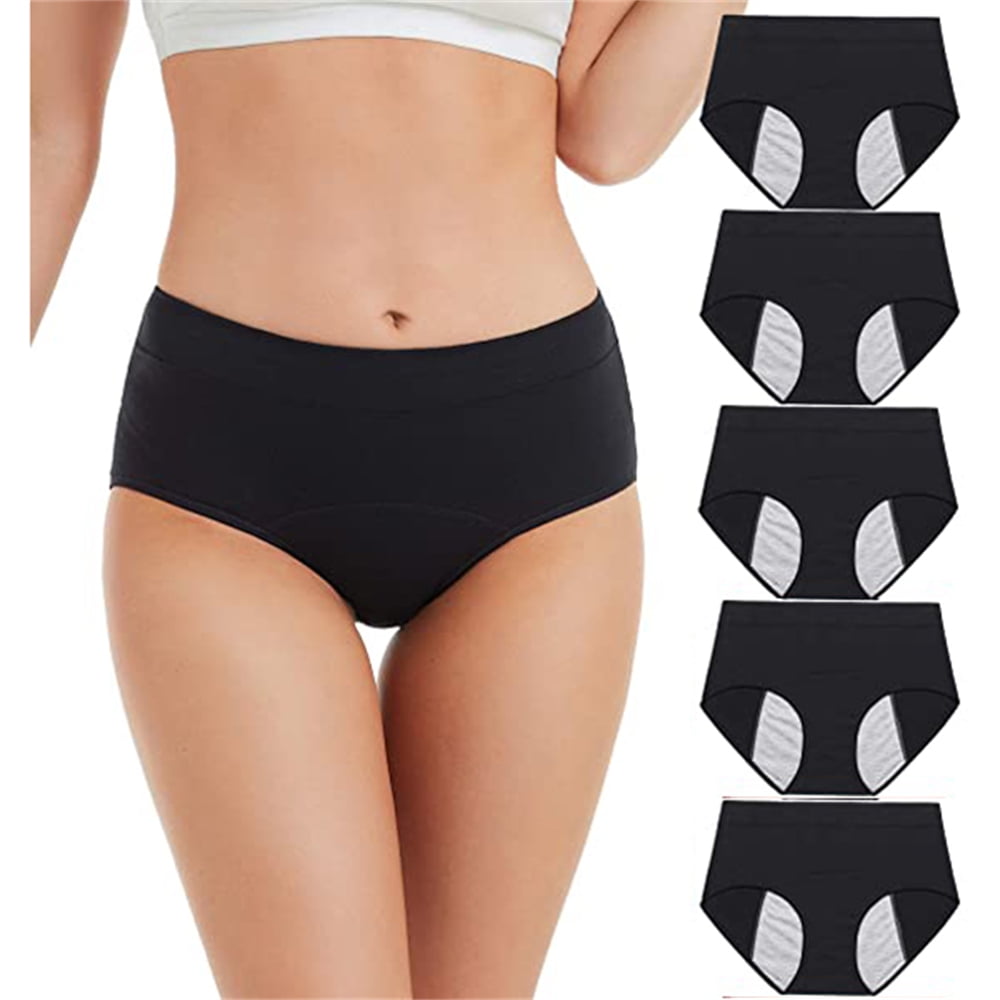 5 Pack Womens Ladies Period Panties Leakproof Menstrual Underwear Cotton Briefs 