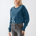 thumbnail image 4 of Baberdicy Sweatshirt for Women, Women Cropped Sweatshirt Long Sleeves Pullover Fleece Crop Tops Pullover Sweaters for Women Blue, 4 of 8