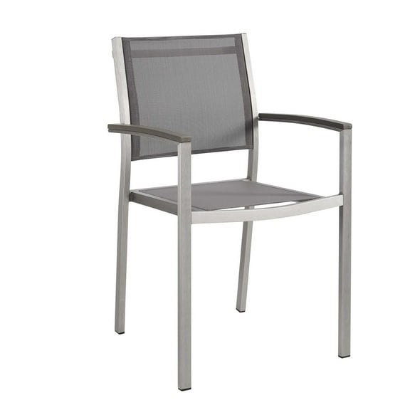 Modway Shore Outdoor Patio Aluminum Dining Chair in Silver Gray