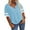 Blue, variant on Langwyqu Plus Size Women V-Neck Short Sleeve Striped T Shirt