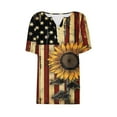 thumbnail image 5 of Cavosen Red White and Blue T Shirts Women Petite Red White and Blue 3/4 Sleeve V Neck T Shirts USA Star Striped Graphic Shirts Lady XL Patriotic Casual Shirts Independence Day Tunic Tees, 5 of 5