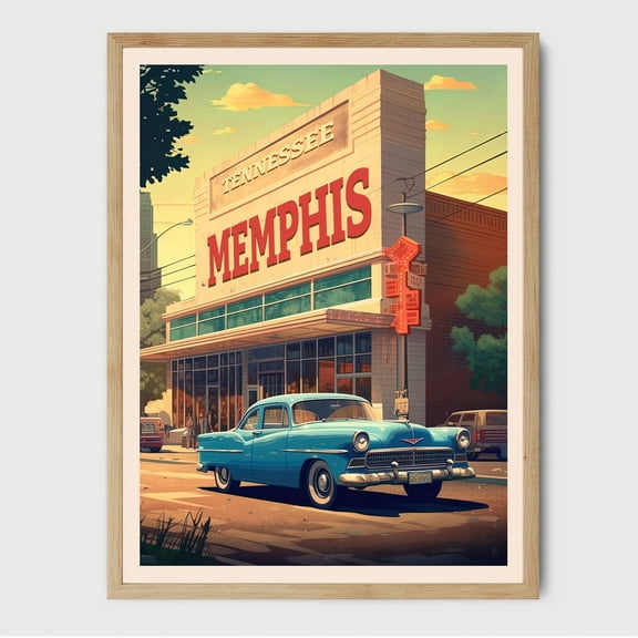 Memphis Tennessee Musical City Travel Wall Art, Unframed Paper Poster 8x10in