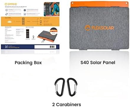 FlexSolar 40W USB Foldable Solar Panel Chargers 18W USB-A USB-C Portable Power Emergency ETFE Monocrystalline Small Panels IP67 Waterproof Camping Hiking Backpacking for Phones Power Banks Tablets