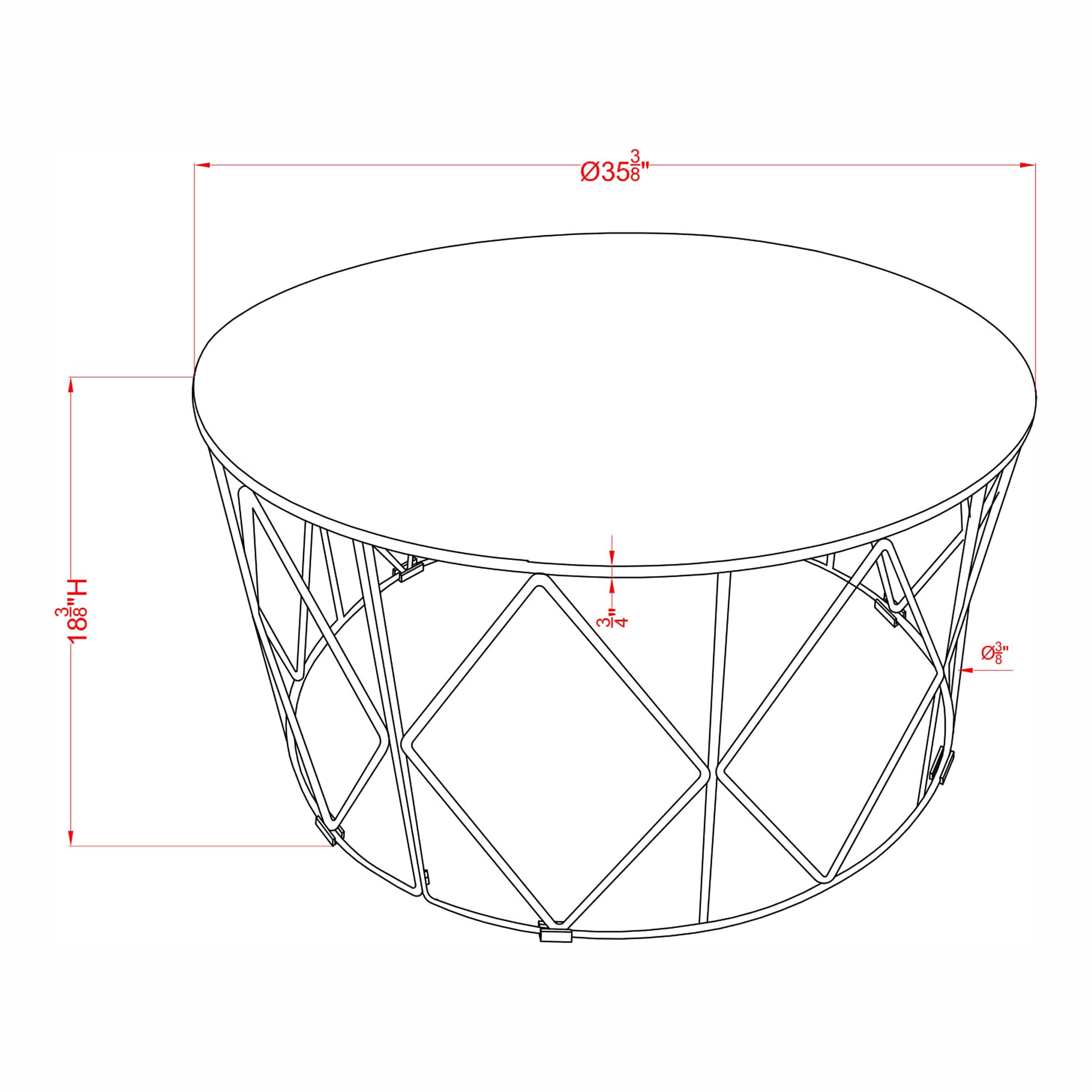 Furniture of America Herlan Coffee Table with Metal Frame, White