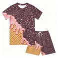 thumbnail image 4 of BOOMNY Boys 2 Peice Clothes Set Ice Cream Graphic Long Sleeve Tshirts Shorts Outfits for Kids Comfy Clothing Set, 4 of 5