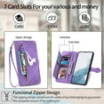 thumbnail image 2 of Dteck for Samsung Galaxy A36 5G Wallet Case with Card Holder for Women Men, Embossed PU Leather Zipper Purse Card Holder Flip Folio Shockproof Cover with Wrist Strap, Purple, 2 of 4