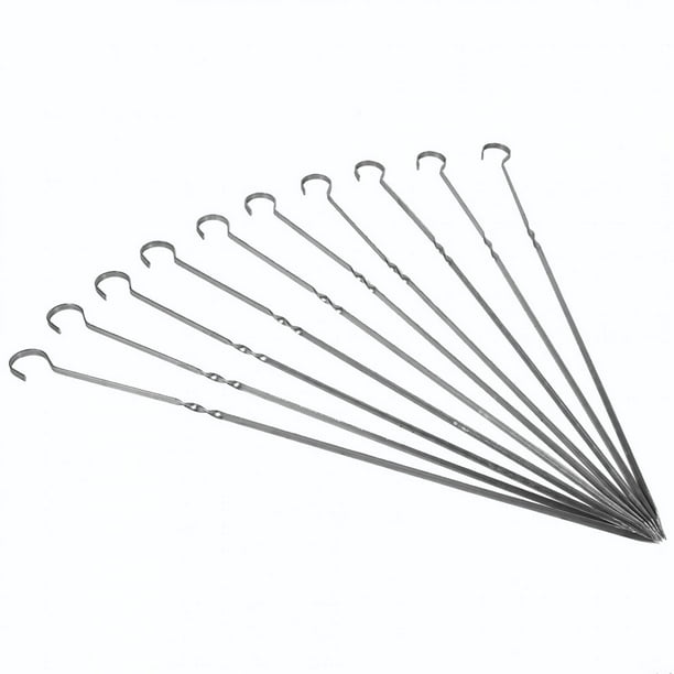 Brochetas 10PCS BBQ Barbacoa Asar Cocinar Largo Acero Inoxidable