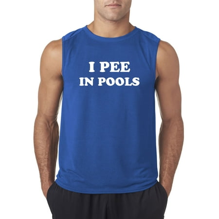 New Way 355 - Men's Sleeveless I Pee In Pools Funny Humor Medium Royal (Best Way To Clean Pee For Drug Test)