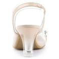 thumbnail image 3 of BLISSFUL STEP Women's Flower Rhinestone Slingback Clear Mid Heel Slip On Sandals Beige 7, 3 of 9