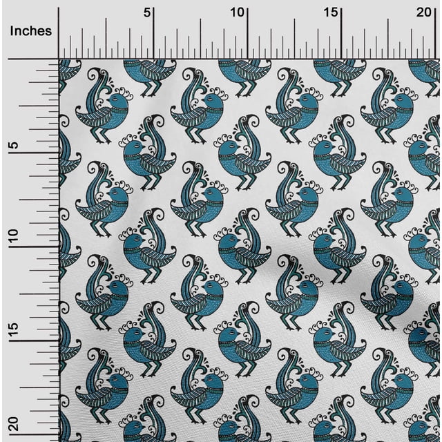 oneOone Viscose Jersey White Fabric Bird Block Craft Projects Decor Fabric Printed By The Yard 60 Inch Wide