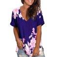 thumbnail image 2 of Pompotops Womens Fashion Plus Size Gradient Color V-Neck Short Sleeve T-shirt Tops Blouse, 2 of 7