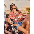 thumbnail image 4 of WQD Women’s Tropical Hawaiian Shirt Floral Print Button Up Short Sleeve Tops Summer Casual Beach Holiday Vacation Blouses Lightweight, 4 of 7