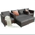 thumbnail image 3 of Patiojoy Outdoor Wicker Coversation Set with Removable Cushions Gray, 5 Piece, 3 of 8