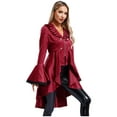 thumbnail image 2 of Mufeng Women's Steampunk Costume Fancy Tailcoat Vintage Gothic Victorian Renaissance Halloween Burgundy 3XL, 2 of 7