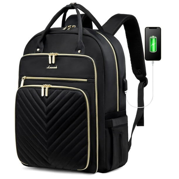 Mochila para portátil LOVEVOOK para mujer, profesora, 17.3 pulgadas, impermeable, negra