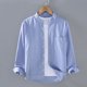 thumbnail image 2 of Camisas Para Hombre Manga Larga Camisa de manga larga y cómoda de algodón sólido con cuello para hombre (Light Blue, L), 2 of 3