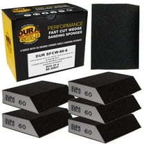 Dura-Gold 60 Grit 4-Sided Hand Sanding Block Sponges with Angled Edge, Box of 6 - Performance Flex 3.9" x 2.75" x 1" Wet or Dry Flexible Sandpaper Abrasive Pads - Wood, Drywall, Metal Auto Paint
