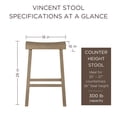 thumbnail image 5 of Maven Lane Vincent Wooden Rustic Aesthetic Kitchen Counter Stool, Set of 2, 5 of 6