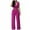 Hot Pink, variant on Loopsun Plus Size Womens Pants, Womens Solid Color Pocket Casual Sleeveless Long Pants High Waisted V-neck Wide Leg Pants Jumpsuit Orange M