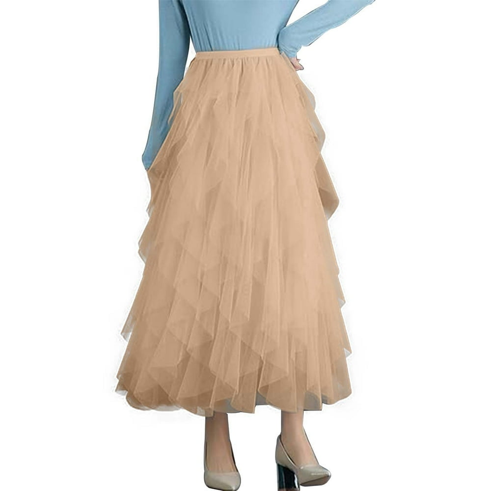 Elegant Lady's High Waist Solid Color Ruffle Edge Aristocrat Style