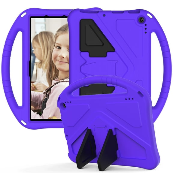 Allytech Amazon Fire HD 10 & Fire HD 10 Plus Tablet Case for Kids (13th/11th Gen, 2023/2021 Release), Shockproof Kids Friendly Rugged Protective Back Cover with Handle & Kickstand, Purple