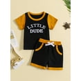 thumbnail image 2 of Bagilaanoe 2pcs Toddler Baby Boy Short Pants Set Short Sleeve Letter Print T Shirt Tops + Shorts 6M 12M 18M 24M 3T Kids Casual Summer Outfits, 2 of 9