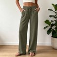 thumbnail image 2 of QGJZVUNL Womens Wide Leg Pants Sweatpants Baggy High-Waisted Drawstring Joggers with Pockets Size M, 2 of 6