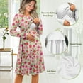 thumbnail image 6 of SCRAWLGOD Flowers Maternity Nursing Dress Long Sleeve Breastfeeding Dresses for Fall Size Small Crewneck Midi Pregnancy Dresses for Women Clothing Breathable Swing Dresses Midi, 6 of 7
