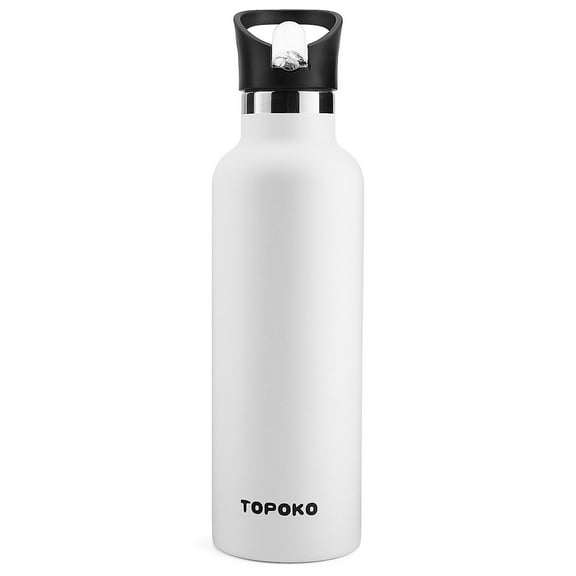 25 OZ Vacuum Insulated Stainless Steel Double Wall, Sweat Proof, Leak Proof Thermos Hot Cold Water Bottle/Wide or Small Mouth, Vacuum Seal Cap, Reusable Travel Mug. (Piano White)