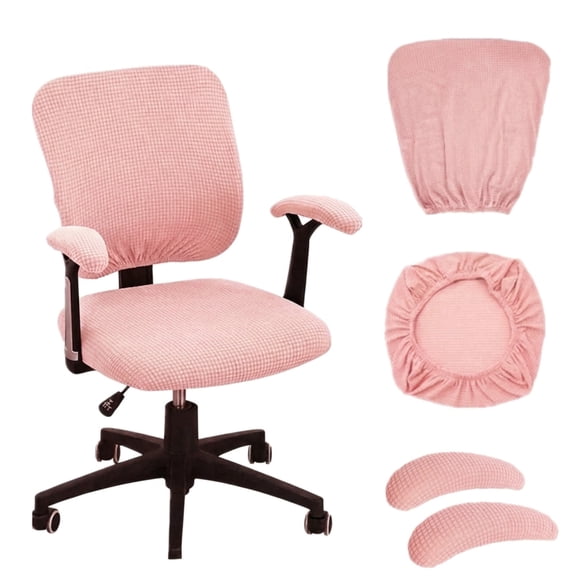 4 Pack Stretchable Office Chair Covers, Universal Protective Slipcovers for Seat, Backrest and Armrests, Fit for Rotating Desk Chairs
