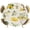 Off-White, variant on Boho Lemons Round Tablecloth 36-44 Inch Round Fitted Table Cloth with Elastic Edge, Summer Yellow Fruits Flowers Leaf Blue Stripe Waterproof Table Cover Protector for Outdoor Picnic Party Dining