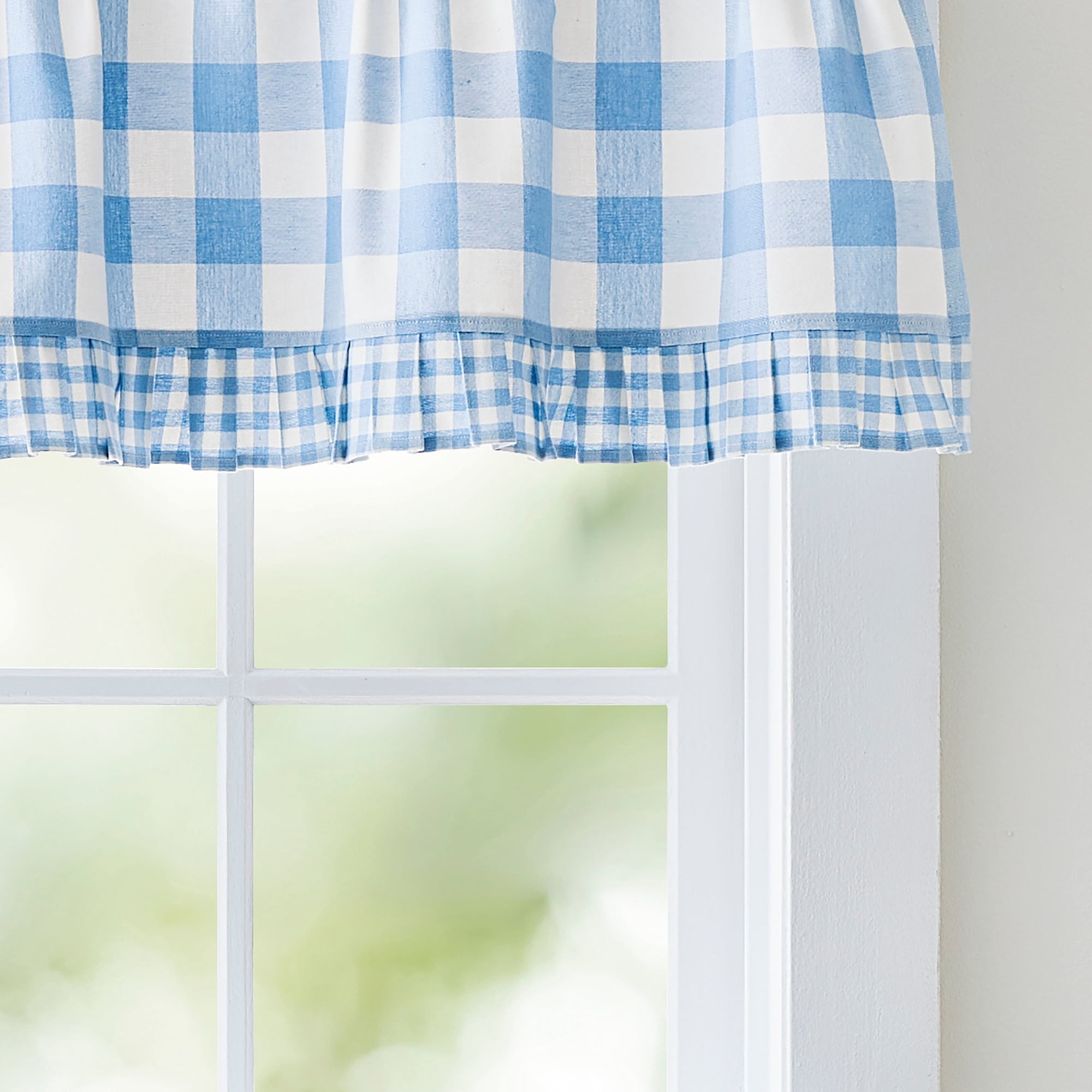 Curtainworks Buffalo Plaid Valance Blue, 1 Piece, Indoor, Pole Top, 58" x 14", Adult