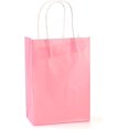 thumbnail image 1 of 12 bolsas de papel kraft rosa liso, color liso, ideales para regalos o compras. Asas de cordel de papel. Forma rectangular. Medidas: 15 x 11 x 6 cm., 1 of 4