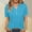 Blue, variant on Summer Tops For Women Sevevn Women's Fashion Solid Button Shirt Female V-Neck Loose T-Shirt Blouse