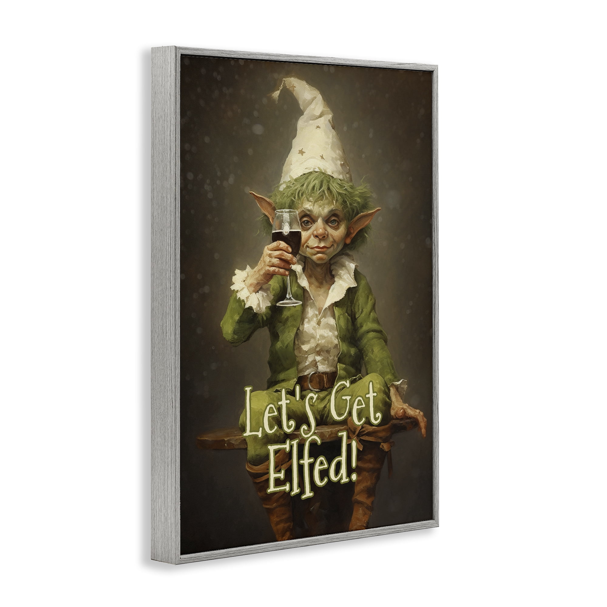 Stupell Industries Let's Get Elfed Gray Framed Giclee Art, design by Tina LeCour